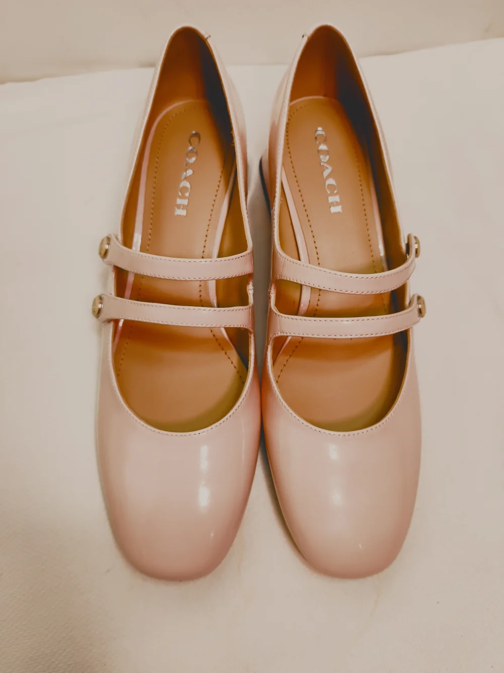 Coach Women’s Pink Double-Strap Angela Mary Jane Heels 10B